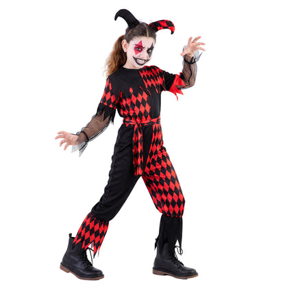 Girls Evil Harlequin Costume