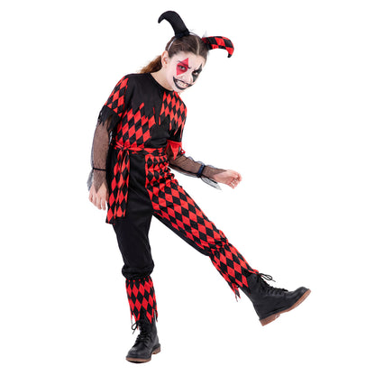 Girls Evil Harlequin Costume