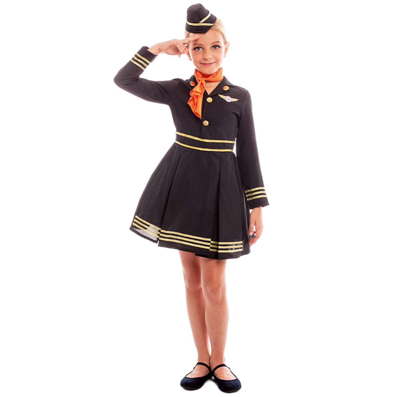 Girls Elegant Flight Attendant Costume