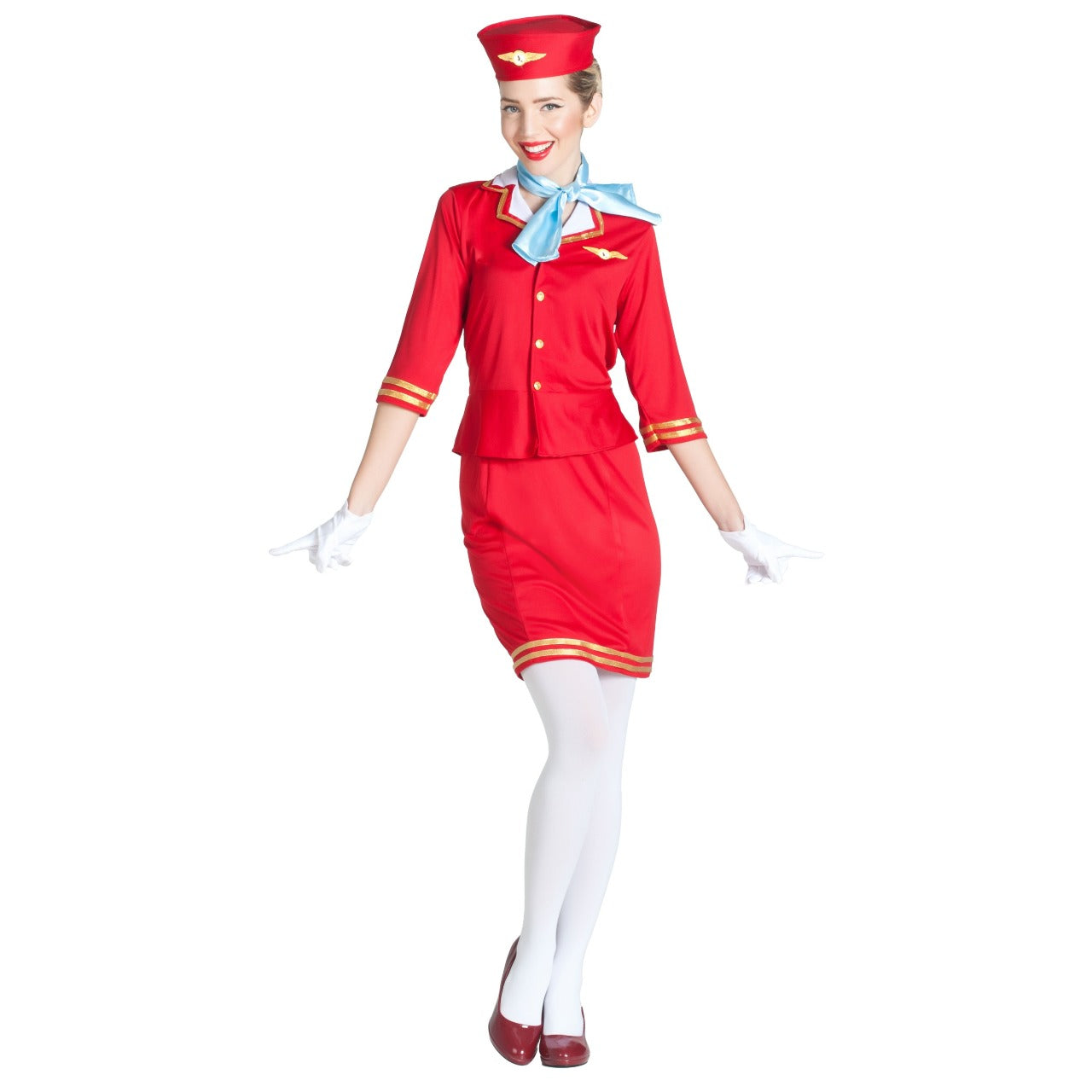 Womens Red Flight Attendant Costume
