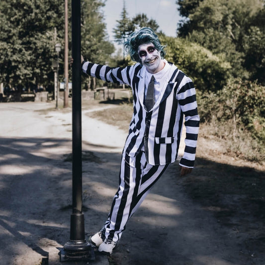 Mens Striped Ghost Costume