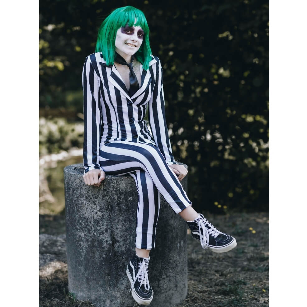Womens Two Tone Striped Ghost Costume