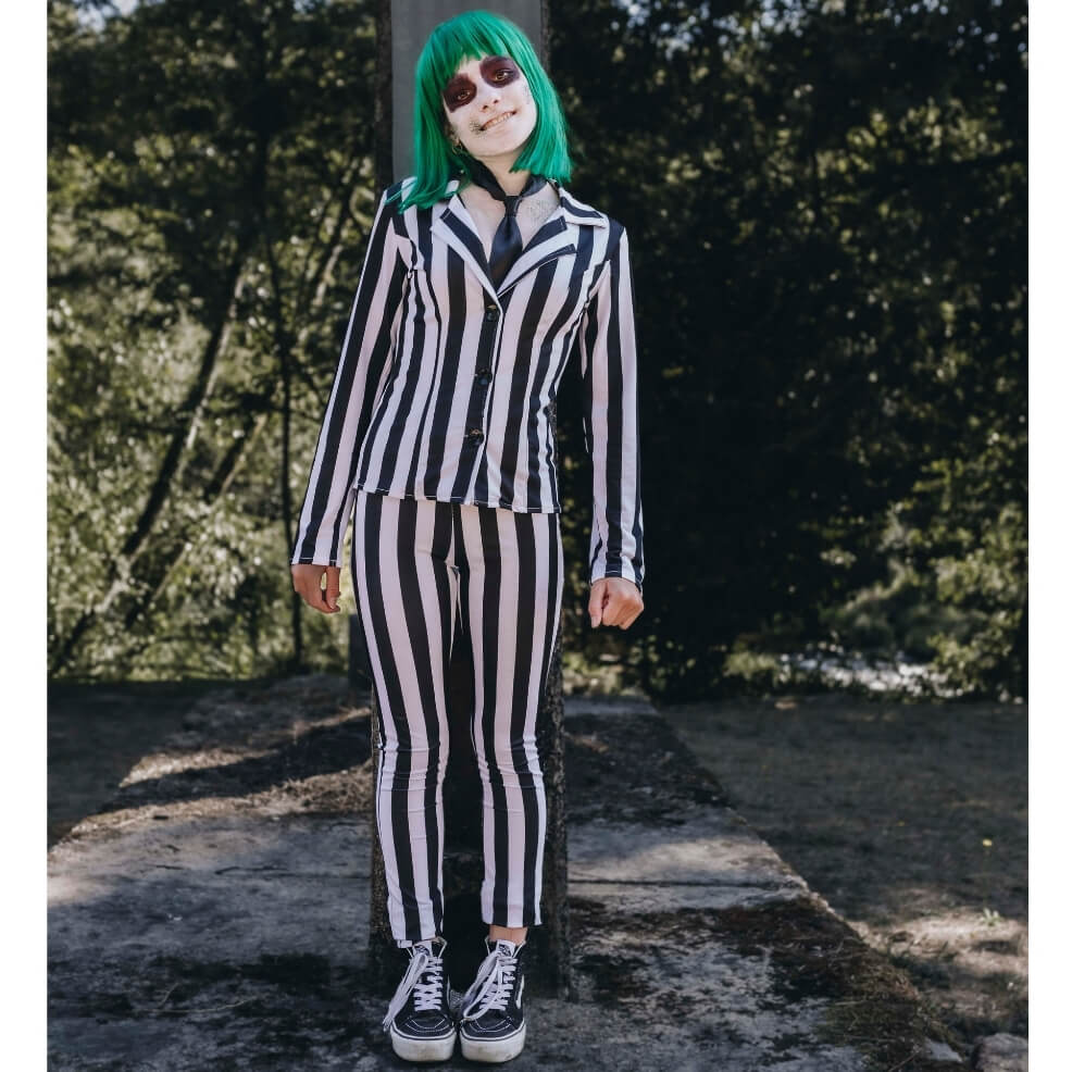 Womens Two Tone Striped Ghost Costume
