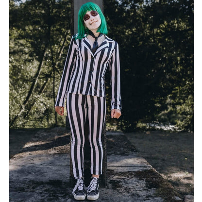 Womens Two Tone Striped Ghost Costume
