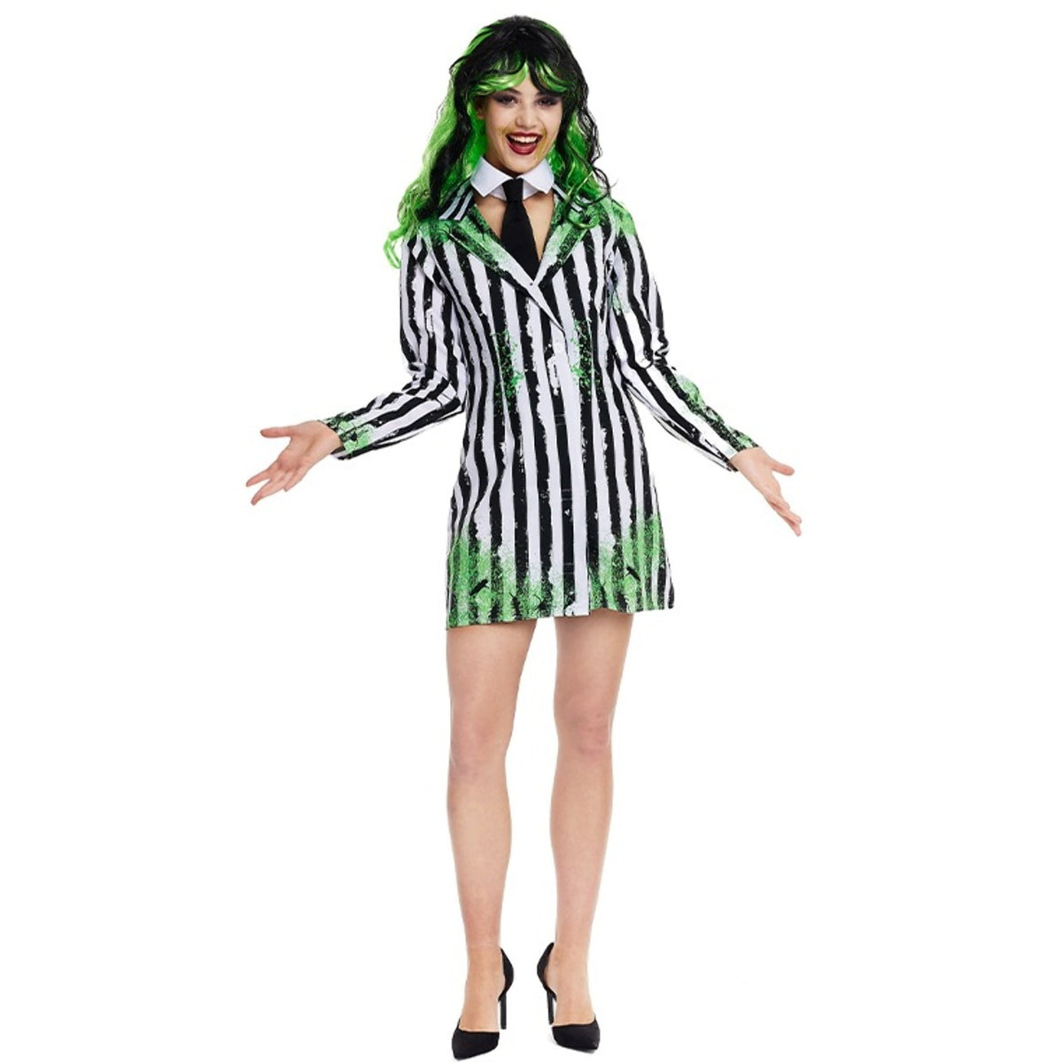 Womens Striped Ghost from Beyond Costume