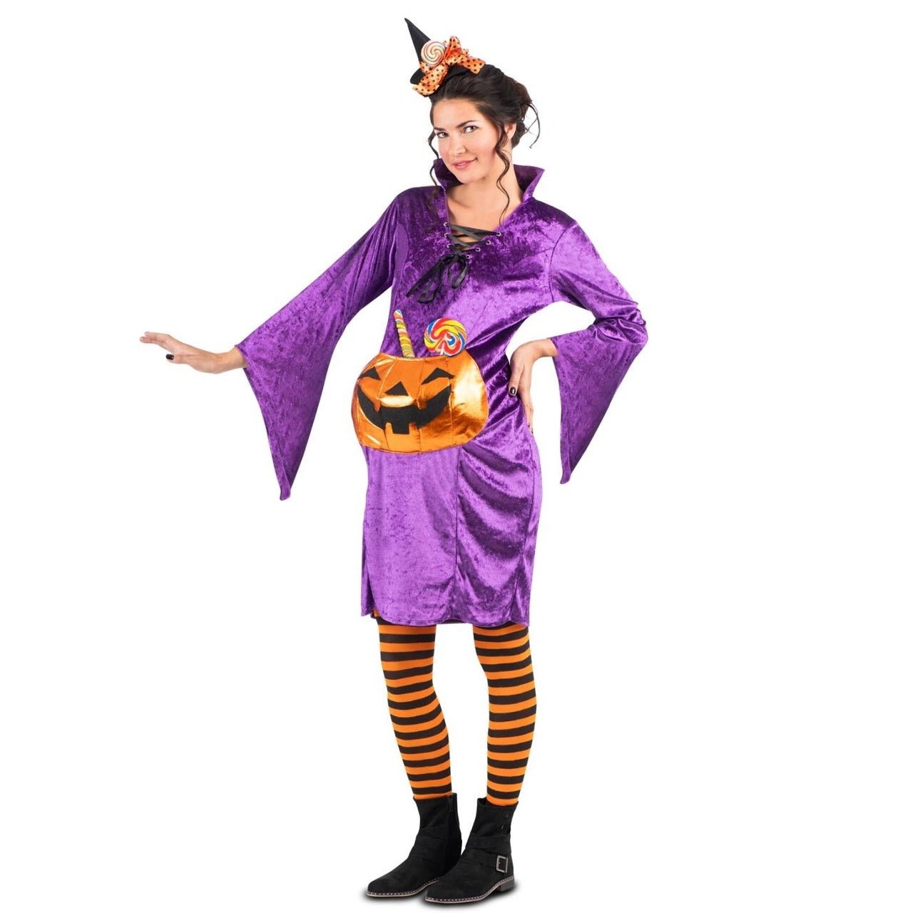 Womens Pregnant Pumpkin Witch Costume