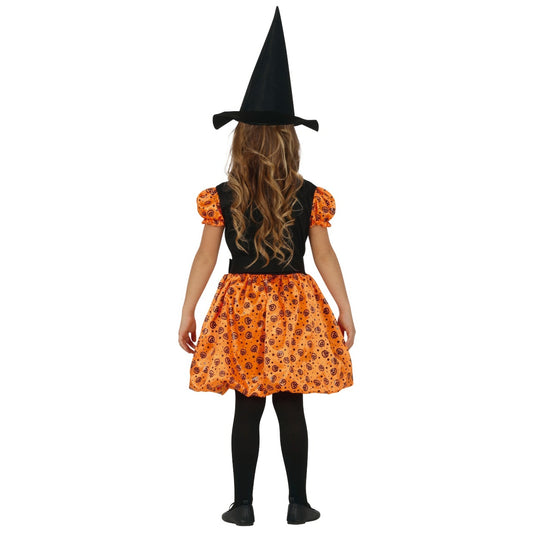 Girls Orange Pumpkin Witch Costume