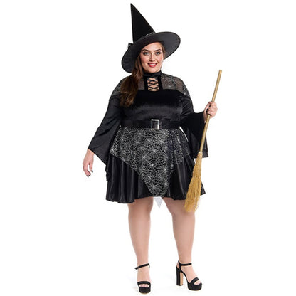 Womens Plus Size Cobweb Witch Costume