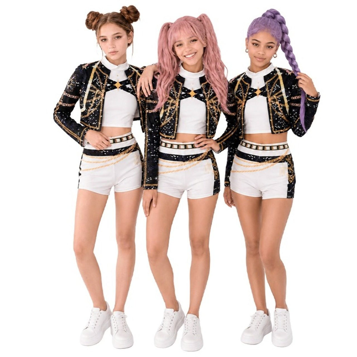 Womens White Luxury K-Pop Singer Costume