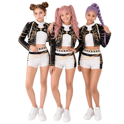 Womens White Luxury K-Pop Singer Costume