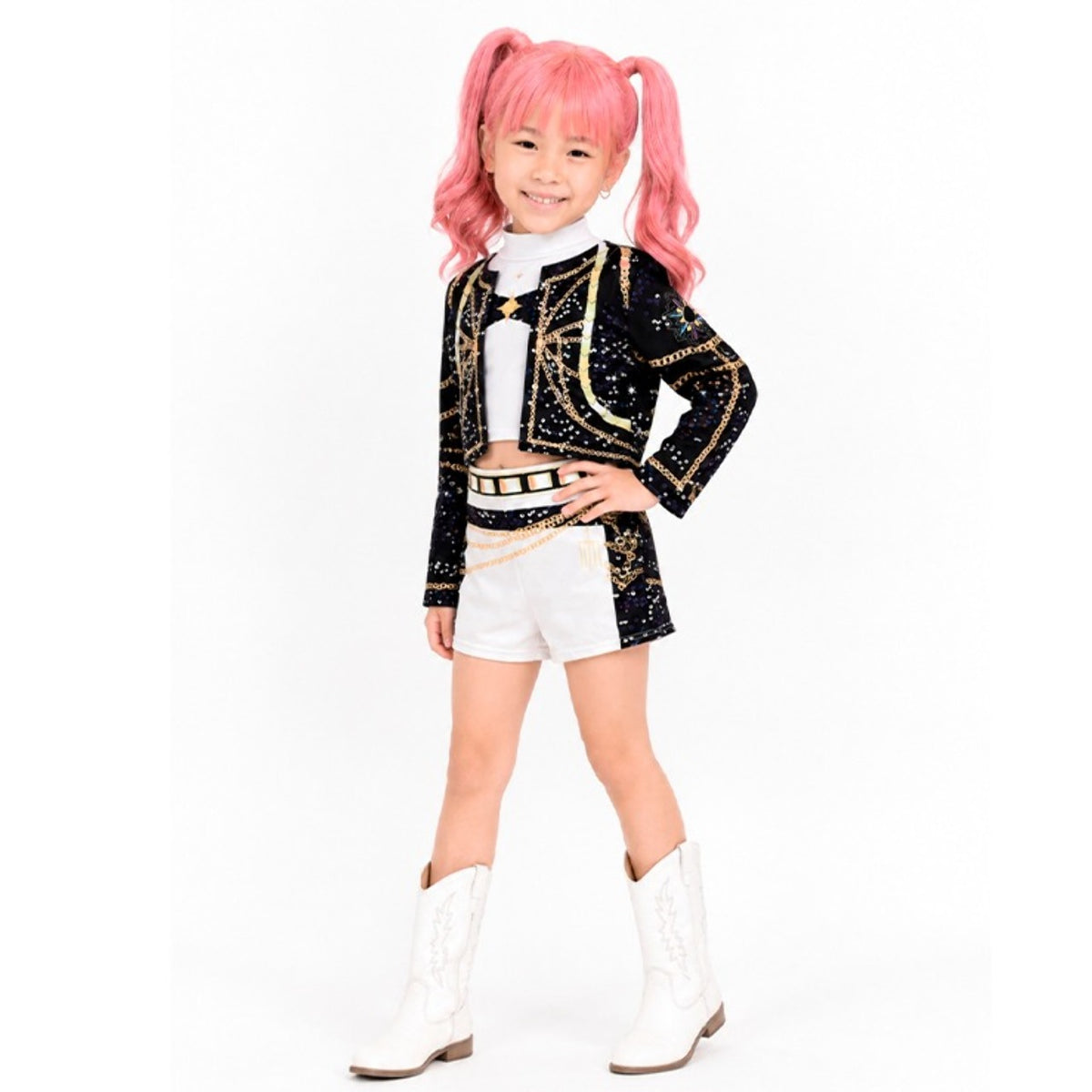 Girls White Luxury K-Pop Singer Costume