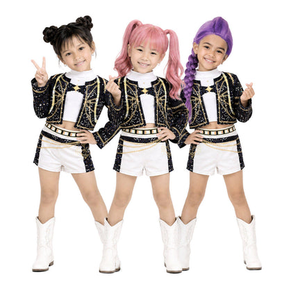 Girls White Luxury K-Pop Singer Costume