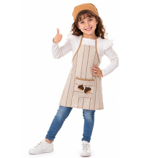 Girls Chestnut Seller Costume with Striped Apron