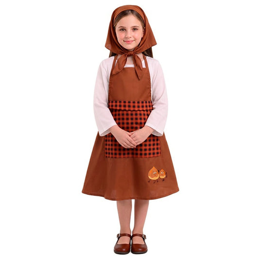 Girls Brown Chestnut Seller Costume
