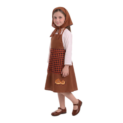 Girls Brown Chestnut Seller Costume