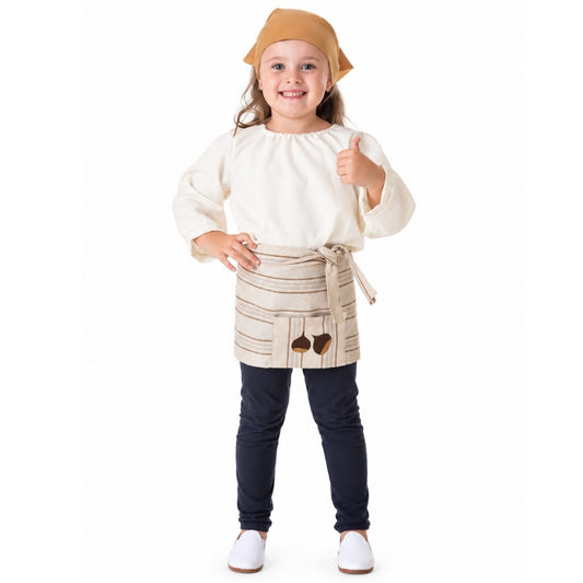 Girls Striped Chestnut Seller Costume