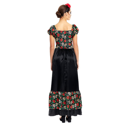 Womens Mexican Catrina Roses Costume