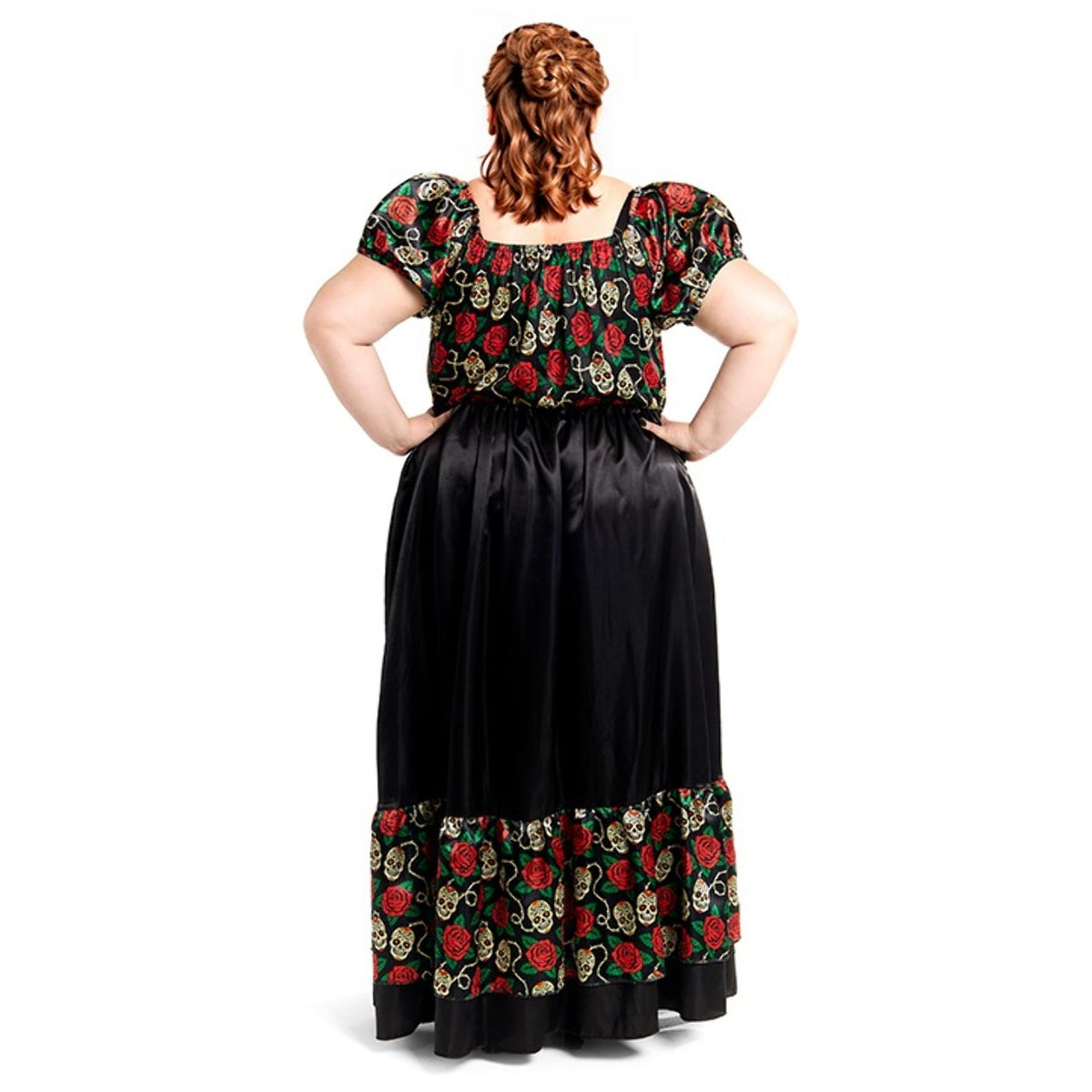 Womens Plus Size Mexican Catrina Roses Costume