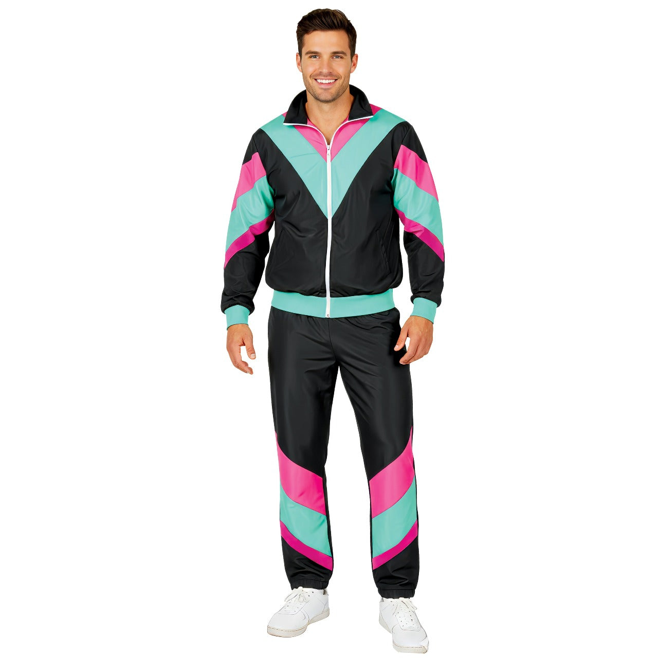 Mens Black 80s Tracksuit Costume