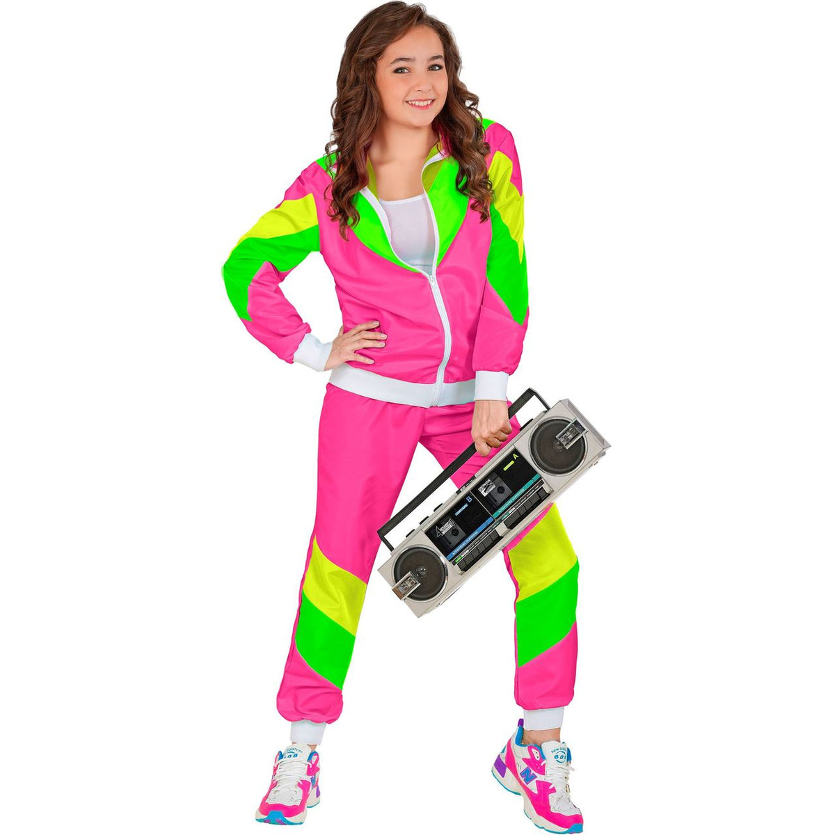 Kids Neon 80s Tracksuit Costume