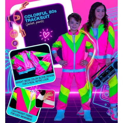 Kids Neon 80s Tracksuit Costume