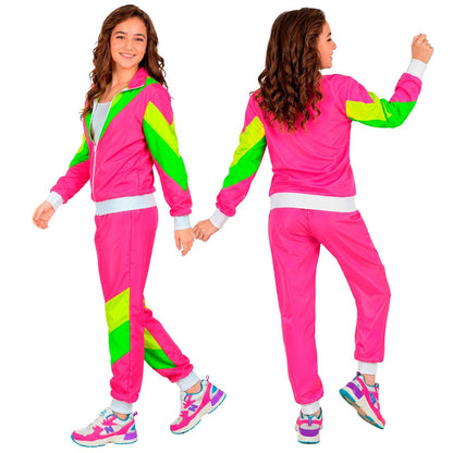Kids Neon 80s Tracksuit Costume