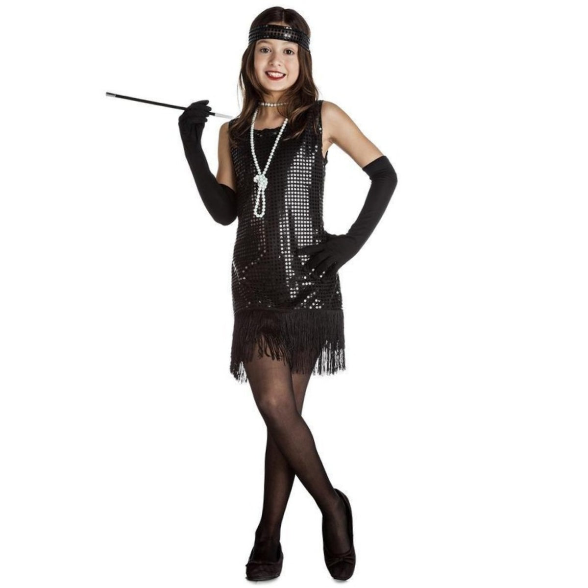 Girls Black Fringe Charleston Costume