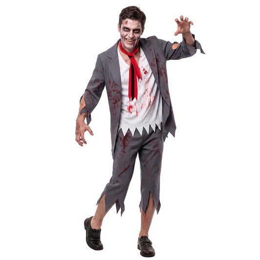 Mens Zombie Schoolboy Costume with Tie