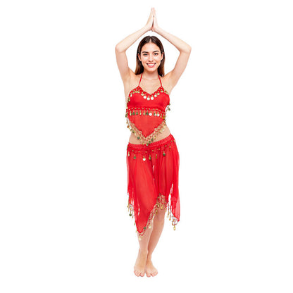 Womens Red Belly Dance Skirt Costume