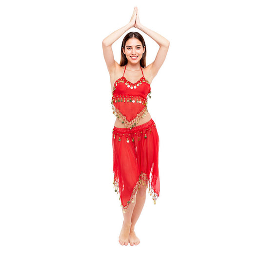 Womens Red Belly Dance Skirt Costume