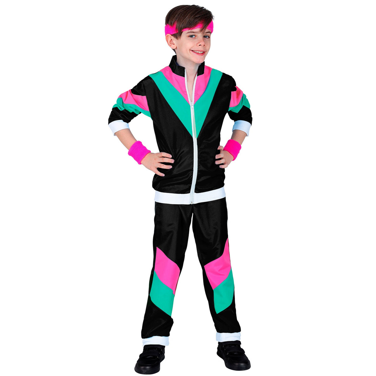Kids Black 80s Tracksuit Costume