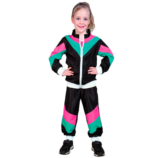 Kids Black 80s Tracksuit Costume
