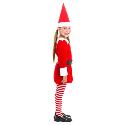 Girls Red Christmas Elf Costume