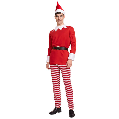 Mens Striped Christmas Elf Costume