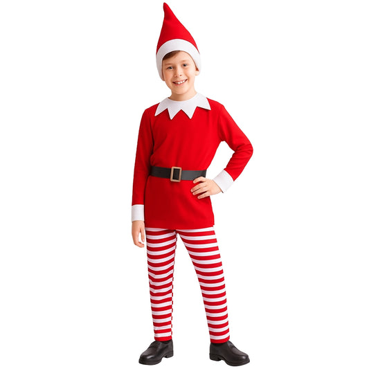 Boys Striped Christmas Elf Costume