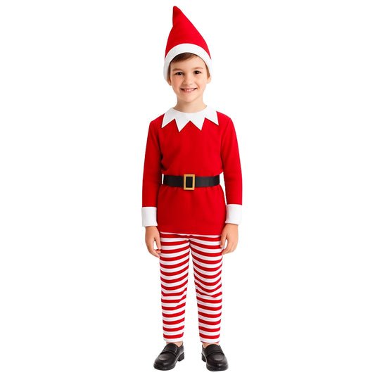 Boys Striped Christmas Elf Costume