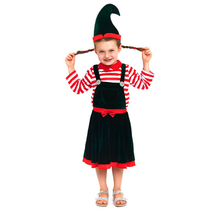 Girls Striped Elf Costume
