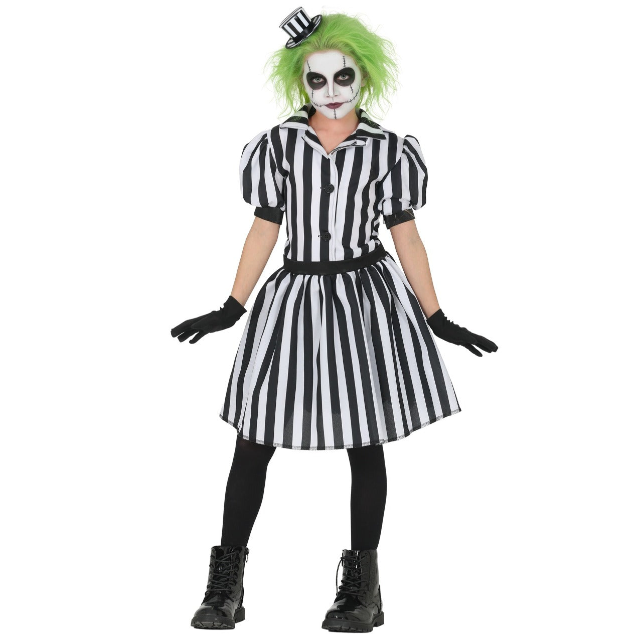 Girls Striped Ghost Dress Costume