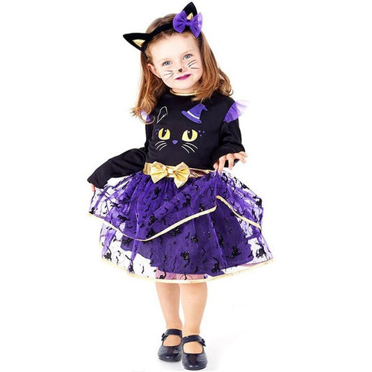 Girls Witch Kitten Costume