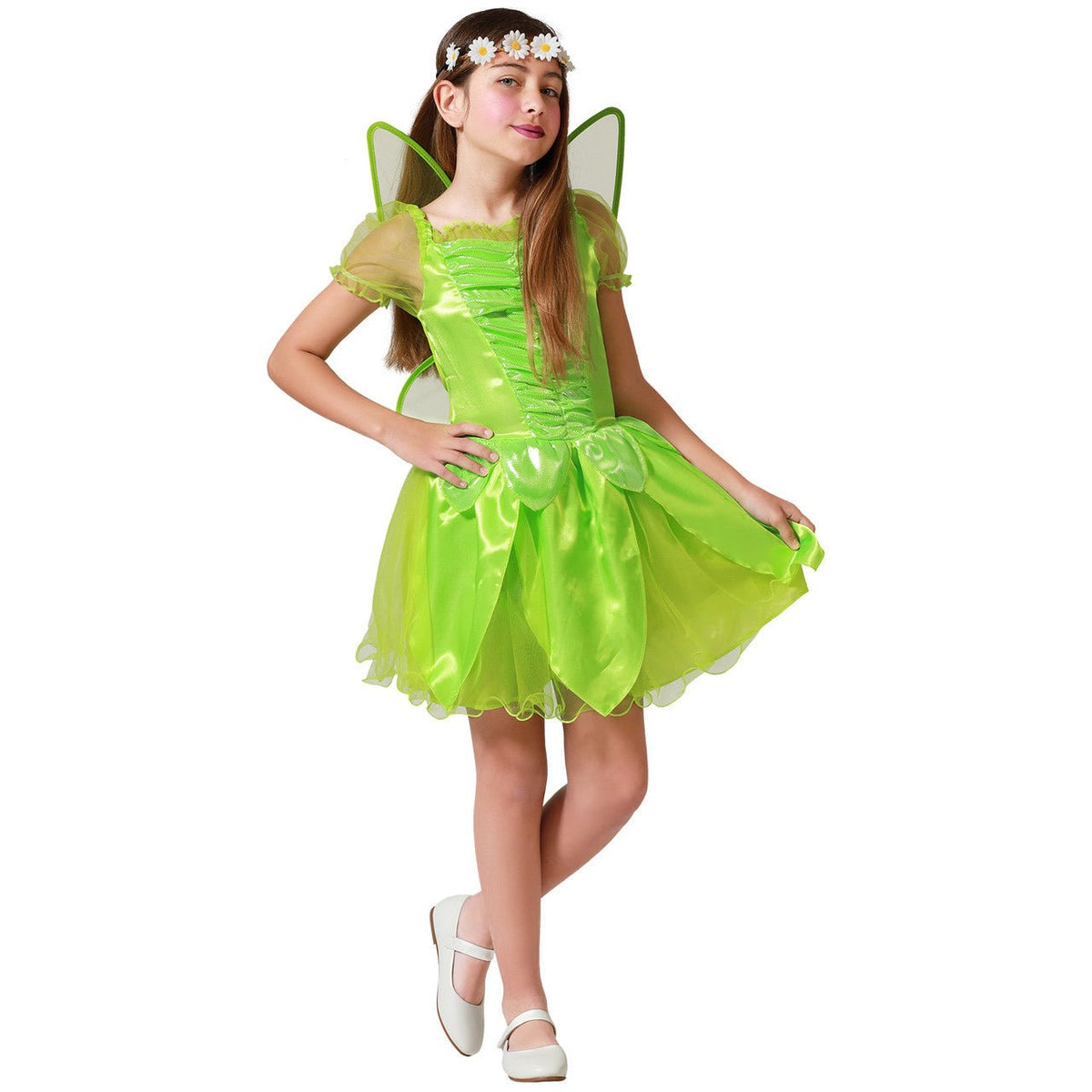 Girls Green Fairy Costume with Wings