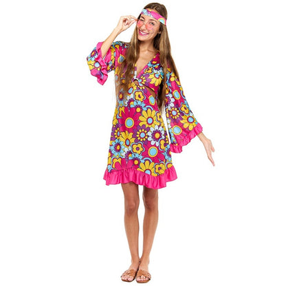 Womens Fuchsia Hippie Costume