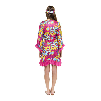Womens Fuchsia Hippie Costume