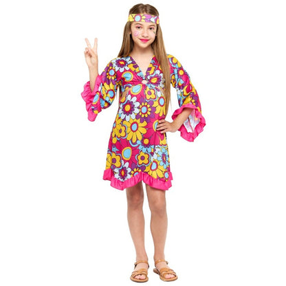 Girls Fuchsia Hippie Costume