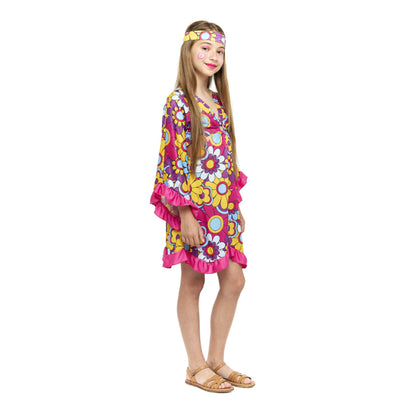 Girls Fuchsia Hippie Costume