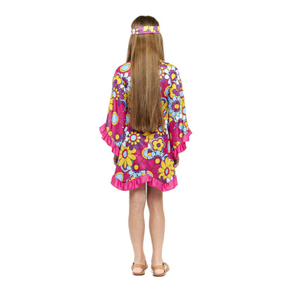Girls Fuchsia Hippie Costume