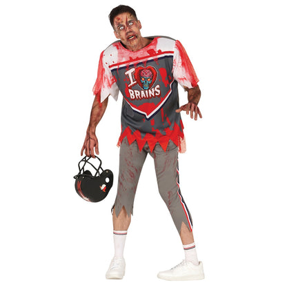 Mens Zombie Rugby Player Brains Costume