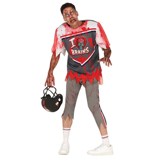 Mens Zombie Rugby Player Brains Costume