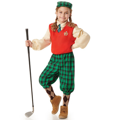 Girls Checked Golf Player Costume