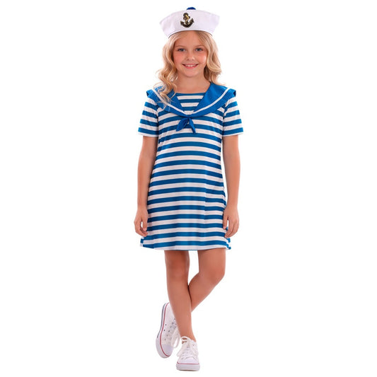 Girls Blue Striped Sailor Costume