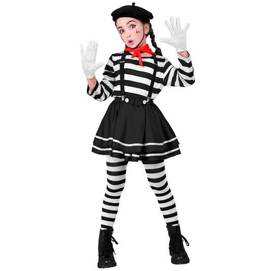 Girls Two Tone Mime Costume